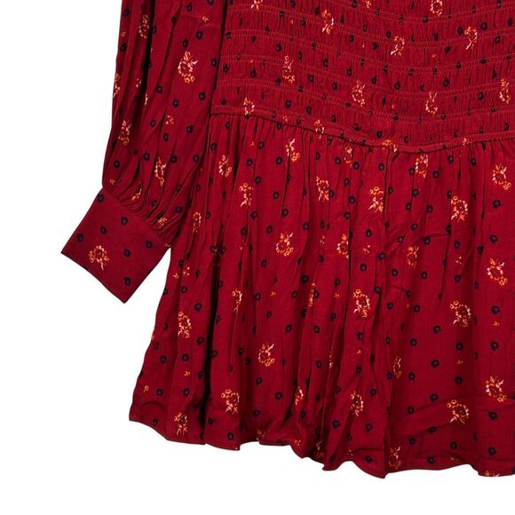 Free People Smock It Too Me Floral Dress Ruby Combo OB885578 Women's Small NWT - Picture 8 of 12
